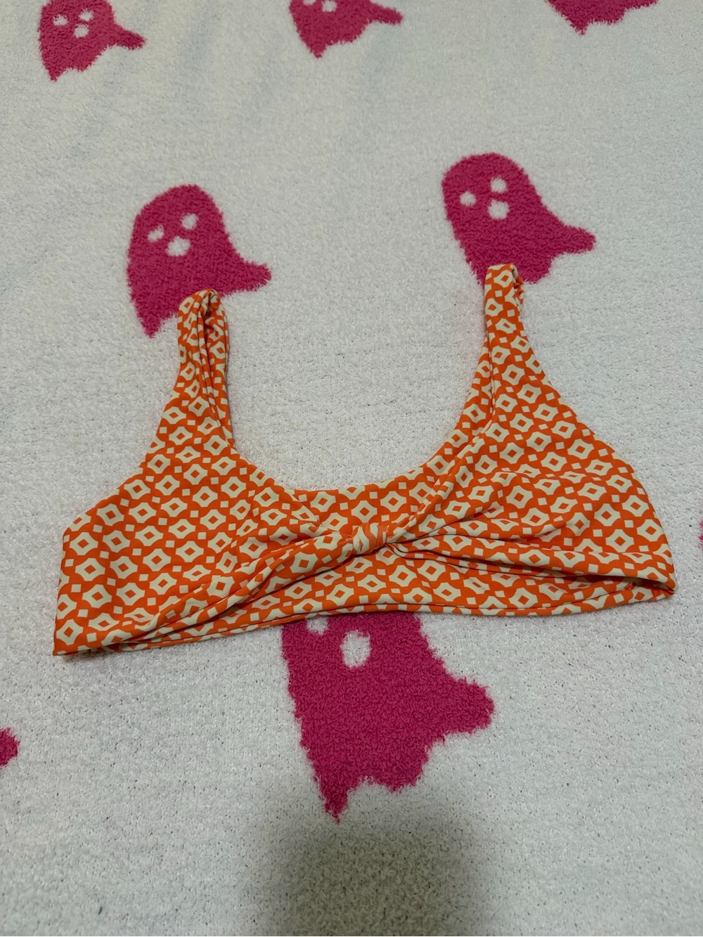 Blackbough Orange Geo-Print Swim Top - Size M